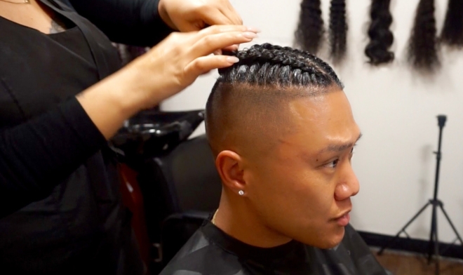 The Man Braid-Bun Process - Youtube with regard to Tim Fade Haircut